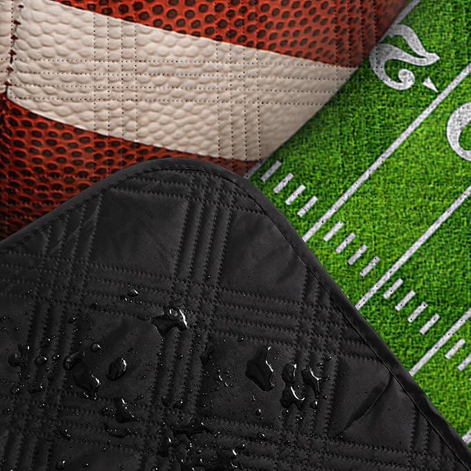 Outdoor Picnic Blanket Portable Ultrasonic Waterproof Picnic Mat Football Printed Camping Beach Mat for Sand and Wet Grass Hiking (Football S)