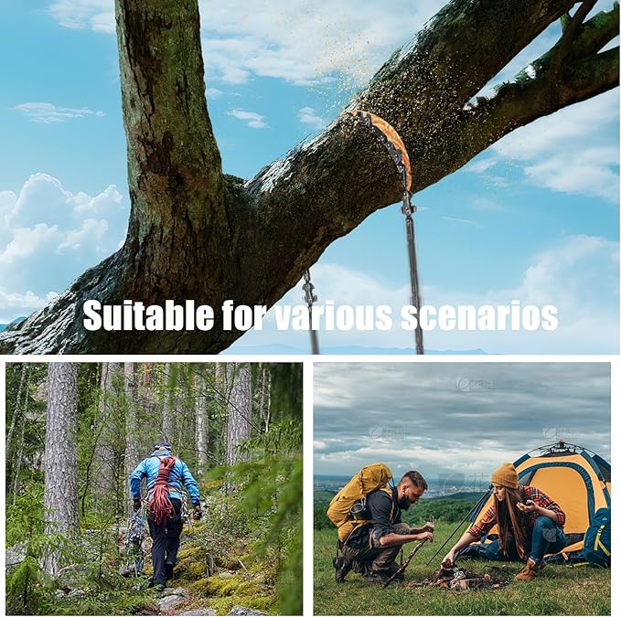 NIUBIDALA Rope Saw, High Reach Tree Limb Hand Chain Saw 53 Inch, 68 Sharp Teeth Blades on Both Sides,Narrow chain NOT stuck.