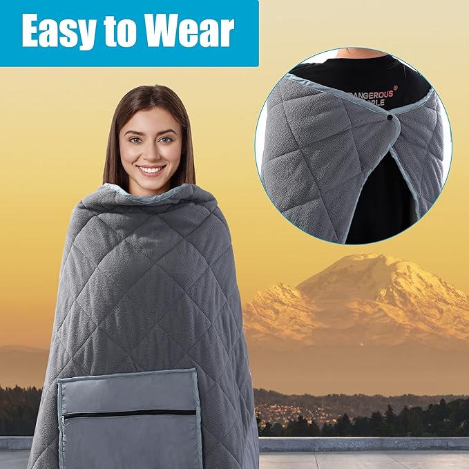 MABOZOO Warm Puffy Camping Blanket,66''X 40'' Waterproof Blanket and Outdoor Pillow 2-in-1,Warm Camping Blankets for Cold Weather,Hiking, Survival