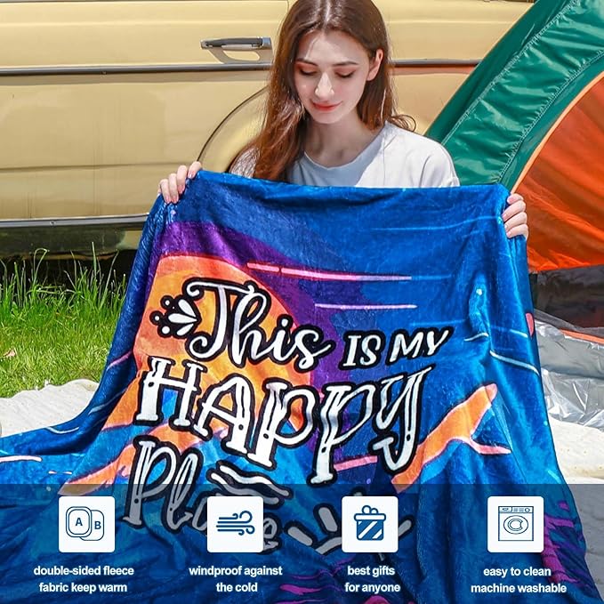 Camping Blanket Gift - Camping Gifts for Women Men - Camper Wearable Blanket Hoodie for Camp Outdoor - Camping Essentials Accessories - Camp Decor for Bedding RV Campsite Travel Hiking 70"x60"