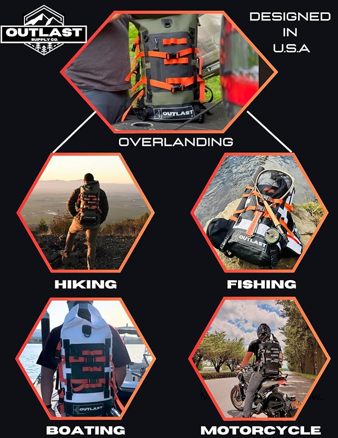 Waterproof Backpack 40L Roll Top Enclosure Dry Bag Fishing Backpack, Hiking,Camping Adventure Ready (Black)