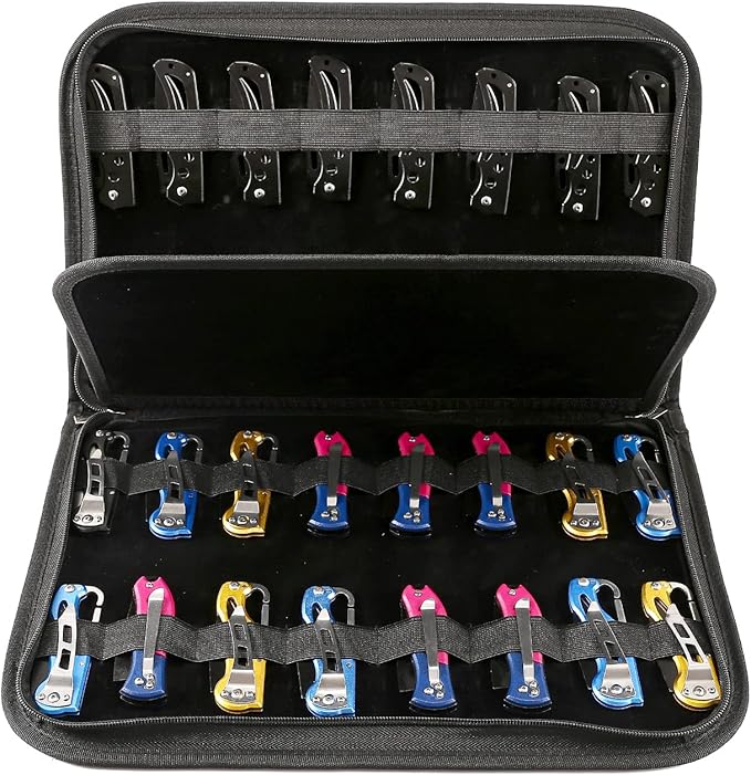 Knife Display Case, Pocket Knife Case with 32 Slots, Folding Knife Holder, Small Knife Storage Organizer, Knives Roll Collection Pouch Carrier Bag for Survival Tactical Outdoor for EDC Mini Knife
