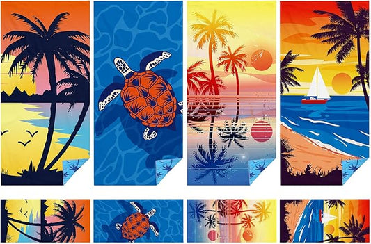 Haull 4 Pack Soft Oversized Microfiber Beach Towel Set Extra Large Pool Bath Towels Absorbent Quick Drying Camping Towel Bulk Beach Accessories for Swimming Beach (75 x 35 Inch, Simple)