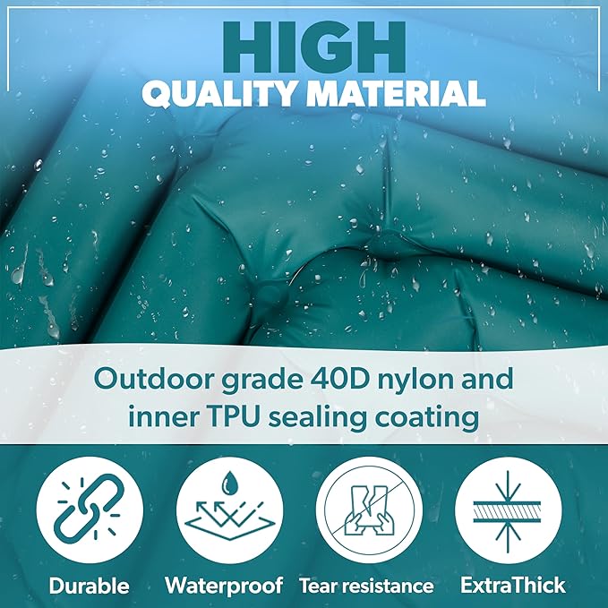 Inflatable Camping Sleeping pad, Thick 4 inch Ultralight Sleeping mat with Pillow, Sleeping pad with Built-in Foot Pump for Camping, Backpacking, Hiking, Traveling.