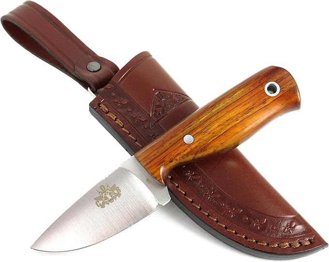 HOBBIT: Bushcraft Survival Hunting Tactical Neck Knife, Stainless Steel MV-58, Leather Sheath, Handmade