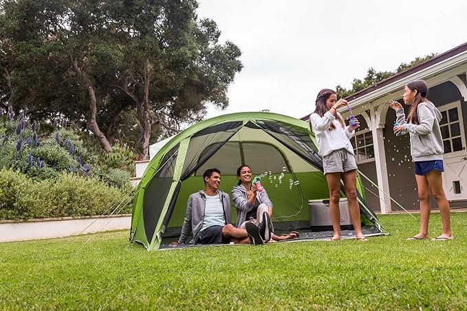 Coleman Evanston Tent with Screen Room 6/8 Person Weatherproof Tent Sets Up in 15 Mins Included Rainfly & Carry Bag Made of PFAS-Free Materials