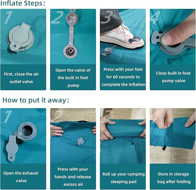 Sleeping Pad for Camping, Ultralight Inflatable Sleeping Mat with Built-in Foot Pump, Upgraded 50D Nylon Durable Camping Air Mattress, Suitable for Camping, Fishing, self Driving Tours