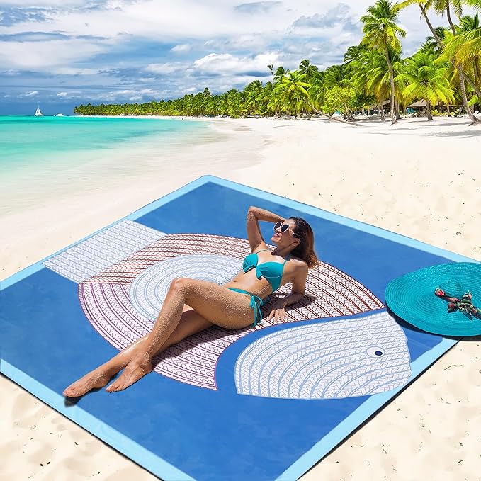AISPARKY Beach Blanket Waterproof Sandproof Extra Large Beach Mat Quick Drying Outdoor Picnic Durable Portable Blanket for Travel Camping Hiking Beach Festival Picnic