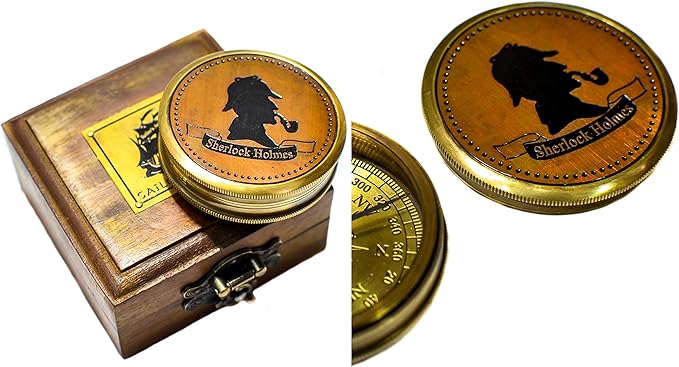 Sailor's Art Pocket Compass | Camping Travelling Equipment | Boat Brass Chain Compass with a Beautiful Quote| Nautical Navy Directional Compass | Table Top