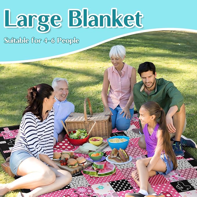 Pink Picnic Blanket Waterproof Foldable Extra Large Picnic Mat Beach Blanket 60"x80" for Camping Beach Hiking Patio Party Outdoor Decor Gifts
