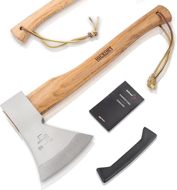 BÖKER PLUS® Appalachian Axe Small - Small Carbon Axe with Short Hickory Wood Handle - bushcraft, Outdoor & Survival Axe - Professional Axe with Rhenish Head 21.16 oz Made of Carbon Steel 1055