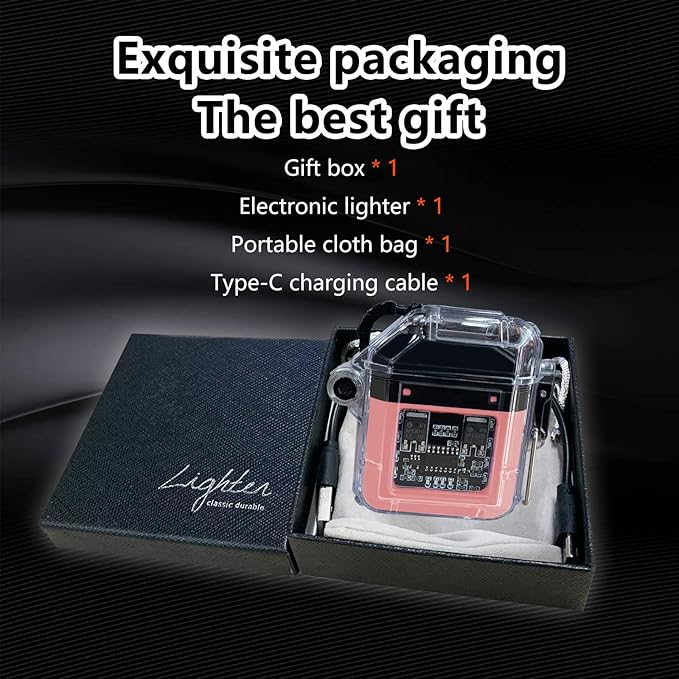 Waterproof Arc Lighter, Double Arc Flameless Plasma Lighter with Type C Charging Cord and Cord, LED Power Indicator Light, Electric Lighter for Indoor and Outdoor Camping and Cooking,IP56 Rated(Pink)