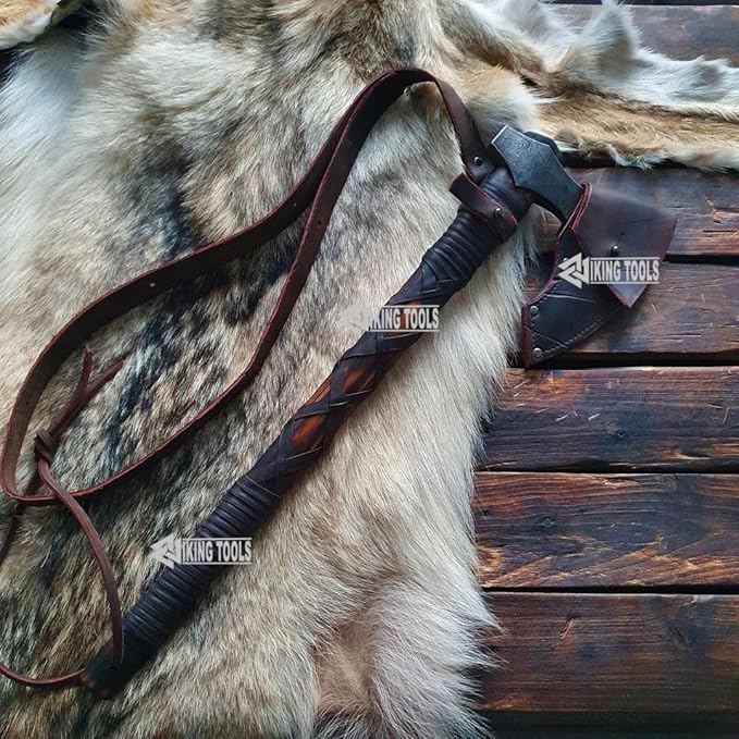 Vikings Axe Ragnar Lothbrok Battle Ready Handforged Viking Axe Ragnar Replica Viking Battle Axes Bearded Norse Authentic Medieval Viking Axe (fire Forged Viking Axe), Large