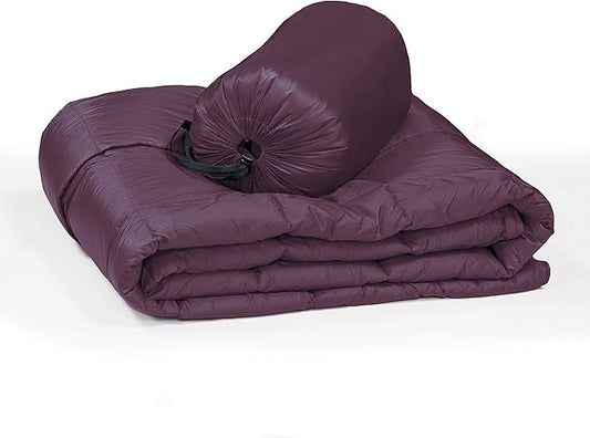 Blue Ridge Home Fashions Outdoor Down Throw Blanket for Camping Hiking - Packable Lightweight and Durable Blanket 60" x 70" with Carrying Pouch, 650 Fill Power Puffy Travel Picnic Beach Blanket