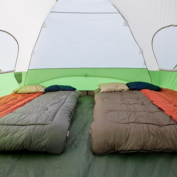 Coleman Evanston Tent with Screen Room 6/8 Person Weatherproof Tent Sets Up in 15 Mins Included Rainfly & Carry Bag Made of PFAS-Free Materials