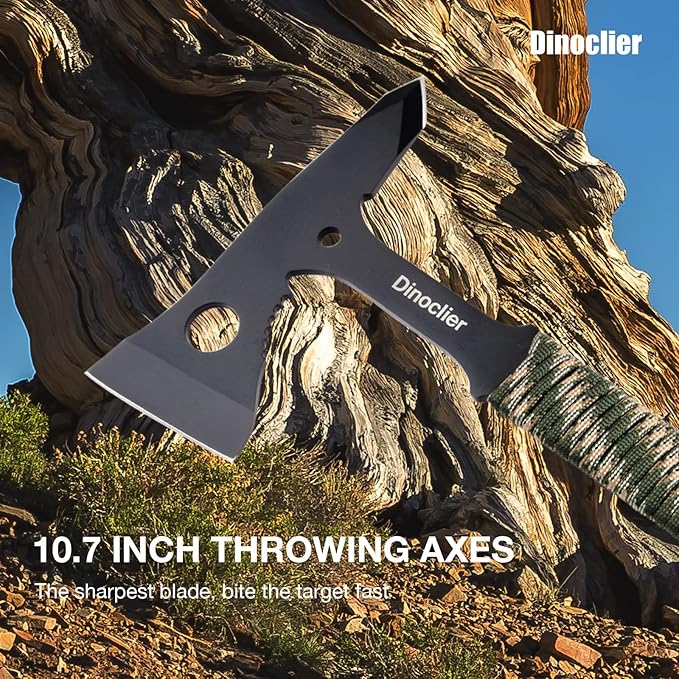 Throwing Axes and Tomahawks, Throwing Hawks Axes Pack of 3, 10.7" Full Tang Tactical Throwing Axes Set with Nylon Sheath