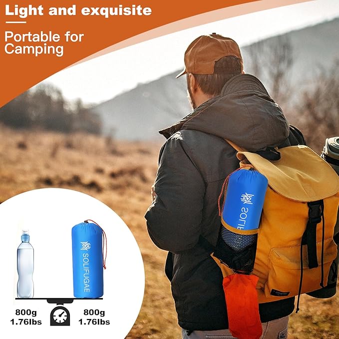 Self Inflating Camping Sleeping Mat, Widen & Thicken Camping Pad with Pillow, Lightweight Single Air Camping Bed Waterproof Wear-Resistant Outdoor Backpacking Hiking Travel (Blue)