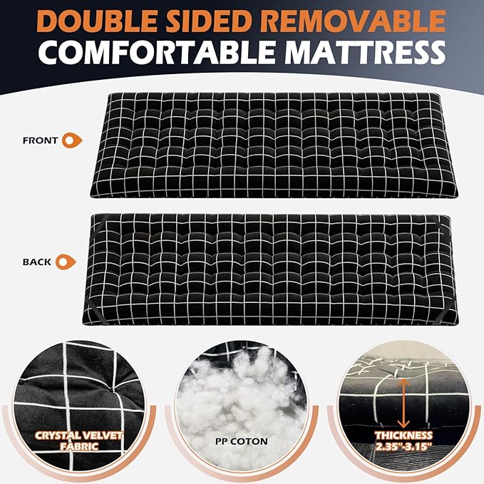 ATORPOK Camping Cot for Adults with Cushion Comfortable,Portable Folding Bed for Sleeping,Lightweight Folding Bed with Carry Bag for Kids Supports 450 lbs (Black)