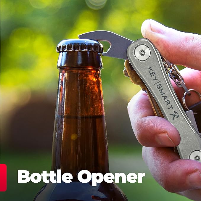 KeySmart Rugged Key Organizer for Men - Compact Multi-Tool Key Holder with Bottle Opener and Pocket Clip (Up to 14 Keys)