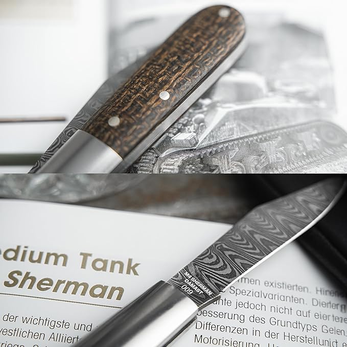 Boker Solingen® Barlow M4 Sherman Damascus - handcrafted slipjoint pocket knife - EDC gentleman knife with Damascus blade - classic 2-hand folding knife with case & gift box