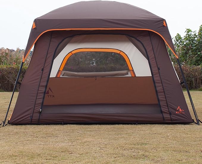 KTT Extra Large Tent 10-12-14 Person(Style-B),Family Cabin Tents,2 Rooms,3 Doors and 3 Windows with Mesh,Straight Wall,Waterproof,Double Layer,Big Tent for Outdoor,Picnic,Camping,Family Gathering