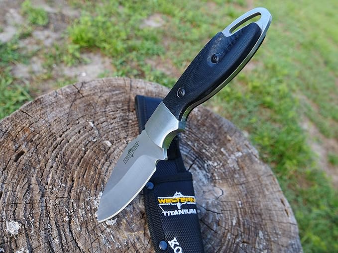 Camillus Western Kota Durable Rust&Corrosion-Resistant 420 Stainless Steel Hunting Hiking Fishing Full Tang Fixed Blade Knife with Protective Sheath