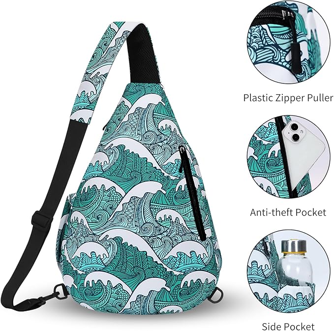 HUA ANGEL Crossbody Sling Bag for Men & Women Lightweight Waterproof Chest Shoulder Bag for Travel Hiking & Everyday Use