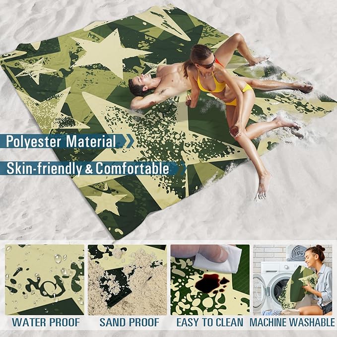 Beach Blanket Sandproof Waterproof 78''×81''1-5 Adults Oversized,Compact Lightweight Durable Beach Mat for Travel Camping Hiking Picnic Blanket