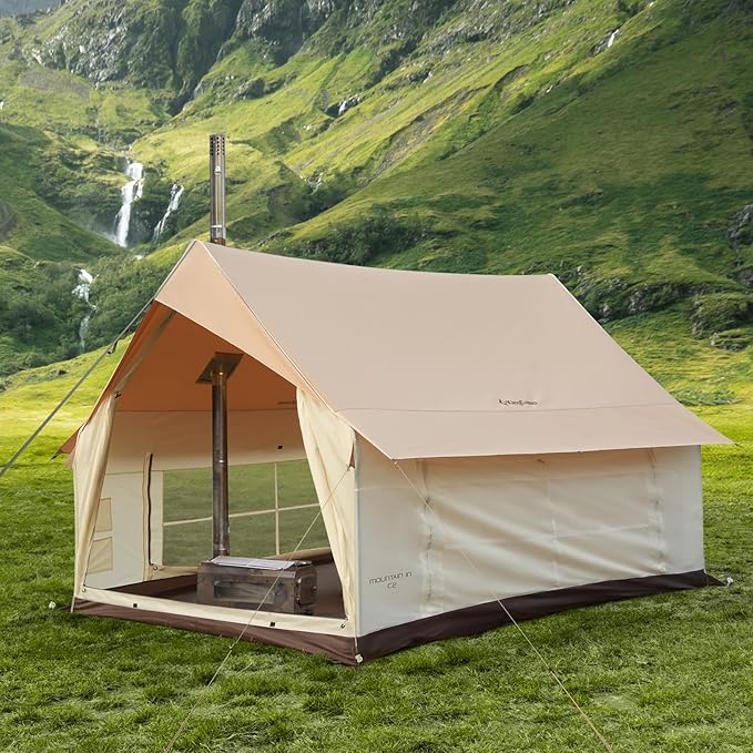 KingCamp Camping Tent 6-8 Person, Weatherproof Hot Tent Large Family Cabin Tents with Stove Jack, Waterproof & Windproof for Family Camping & Outdoor Parties