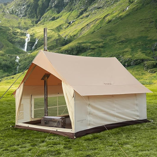 KingCamp Camping Tent 6-8 Person, Weatherproof Hot Tent Large Family Cabin Tents with Stove Jack, Waterproof & Windproof for Family Camping & Outdoor Parties