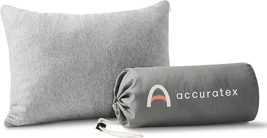 ACCURATEX Camping Pillow-100% Cotton Breathable Cover,Shredded Memory Foam Compressible Travel Pillow,Camping&Travel Accessories-Small Backpacking Pillow Camping Essentials for Sleeping,Car&Airplane