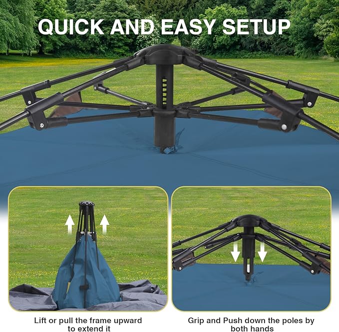 Instant Pop-Up Camping Tent, 2/3 Person Tents for Camping, Automatic Quick Open, Waterproof Windproof Tents, Easy Setup for Outdoor, Beach, Hiking, Backpacking, Traveling