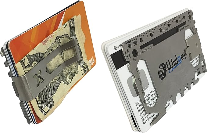 W4W, Multi purpose survival Pocket tool - 43 in 1 - credit card wallet size Ninja Multitool With Money Clip (Silver)