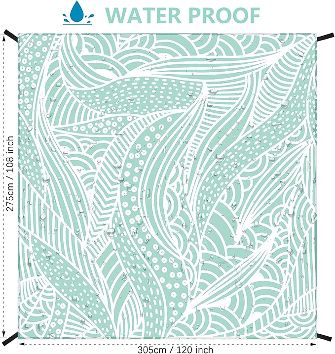 Beach Blanket Sandproof Extra Large Beach Mat Adults Waterproof Quick Drying Sand Free Mat Made by Premium Polyester with 4 Stakes & 4 Corner Pockets for Outdoor Travel Camping Hiking