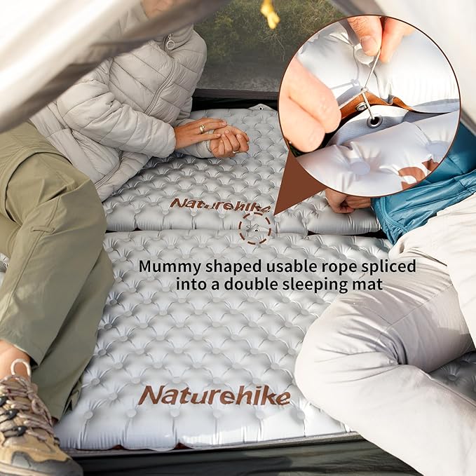Naturehike 0.97LB Ultralight Self Inflating Sleeping Pad, Patchworkable Sleeping Mat with 5.8 R-Value for Camping, Hiking, Climbing with Inflatable Bag, Grey Mummy