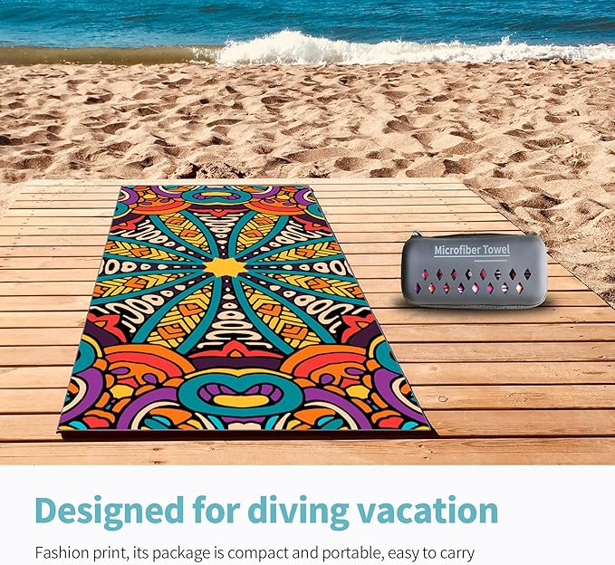 Hiturbo Microfiber Beach Towel,(71"x35") Oversized Sand Free Travel Towels Fast Drying Swimming Towel, Lightweight Compact Camping Towel Super Absorbent Pool Towel