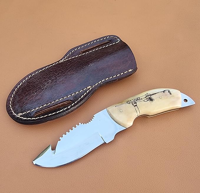Handmad Stainless Steel Hunting Skinner Knife With Camel Bone Handle For Hunting & Outdoor Purpose '