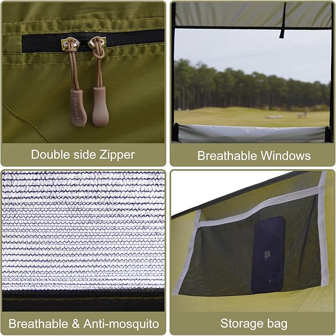 Vidalido Outdoor Camping Shower Tent Easy Setup Privacy Tent Changing Room Portable Camp Shower Tents for Camping with Floor, Waterproof Privacy Shelters Camping Toilet Tent