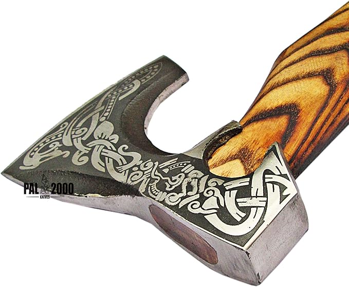 AX-9896 Custom Handmade Viking Hatchet Axe Carbon Steel Bearded Axe Camping Tomahawk Battle Axe with Leather Sheath