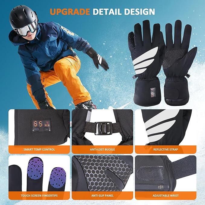 Heated Glove Liners, Rechargeable Electric Battery Operated Heated Gloves for Men Women Thin Hand Warmers for Work Skiing Hunting Fishing Arthritis