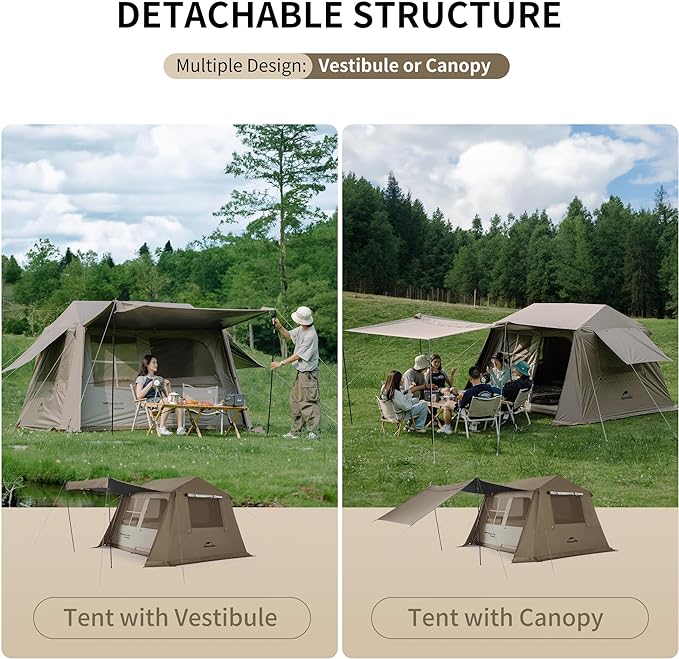 Naturehike Village Camping Tent,4/6/8 Person Tents for Camping, 60S Easy Setup Instant Tent for Family Camping, Car Camping