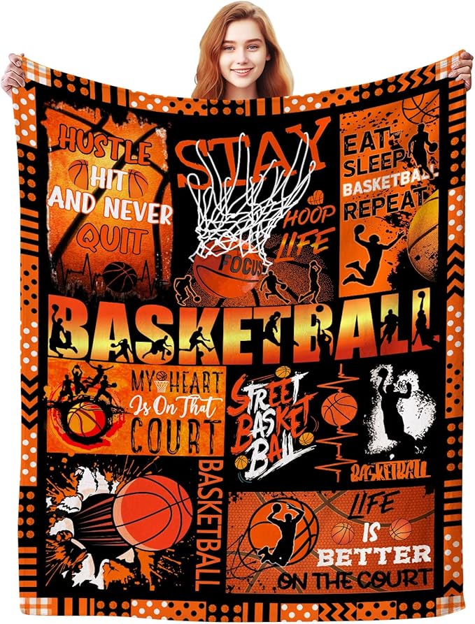 Basketball Blanket for Girls Boys Team,Super Warm Basketball Throw Blankets Bed Bedding Sofa Basketball Gifts for Adults Women Men Basketball Lovers 50"X40"