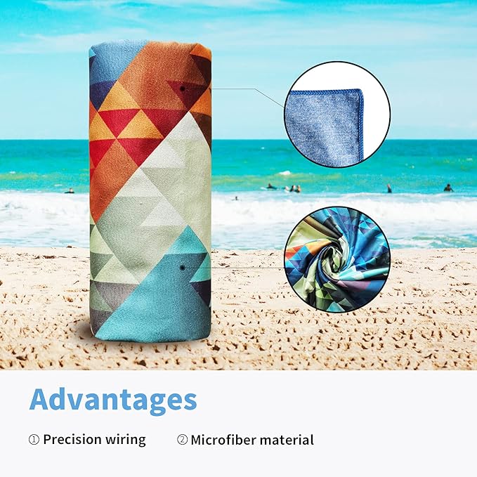 Hiturbo Microfiber Beach Towel,(71"x35") Oversized Sand Free Travel Towels Fast Drying Swimming Towel, Lightweight Compact Camping Towel Super Absorbent Pool Towel