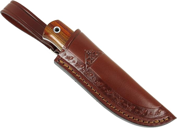 HOBBIT: Bushcraft Survival Hunting Tactical Neck Knife, Stainless Steel MV-58, Leather Sheath, Handmade