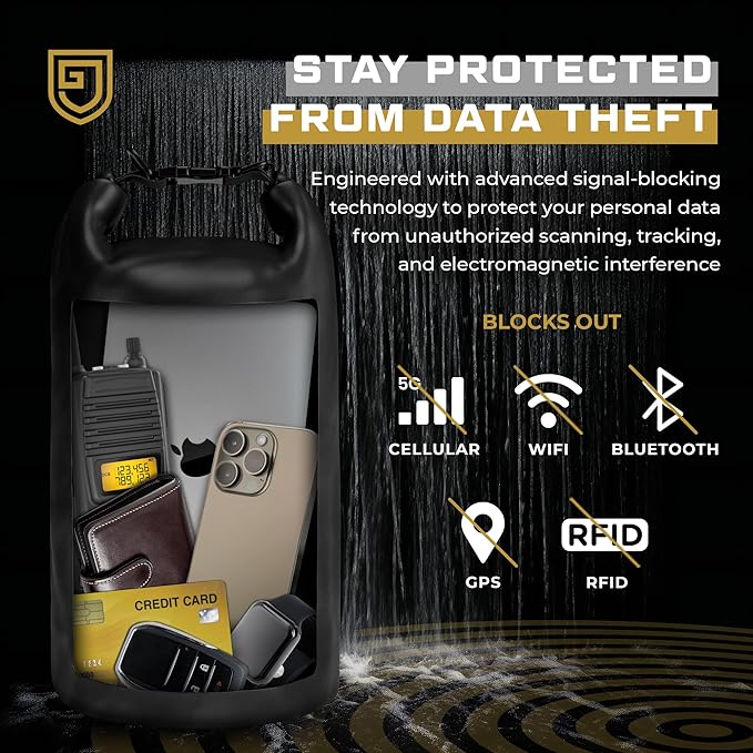 Faraday Bag, Military Grade Shield Bag, Waterproof EMP Cage, Dry Bag for Laptops & Phones, Go Dark Large Faraday Bags