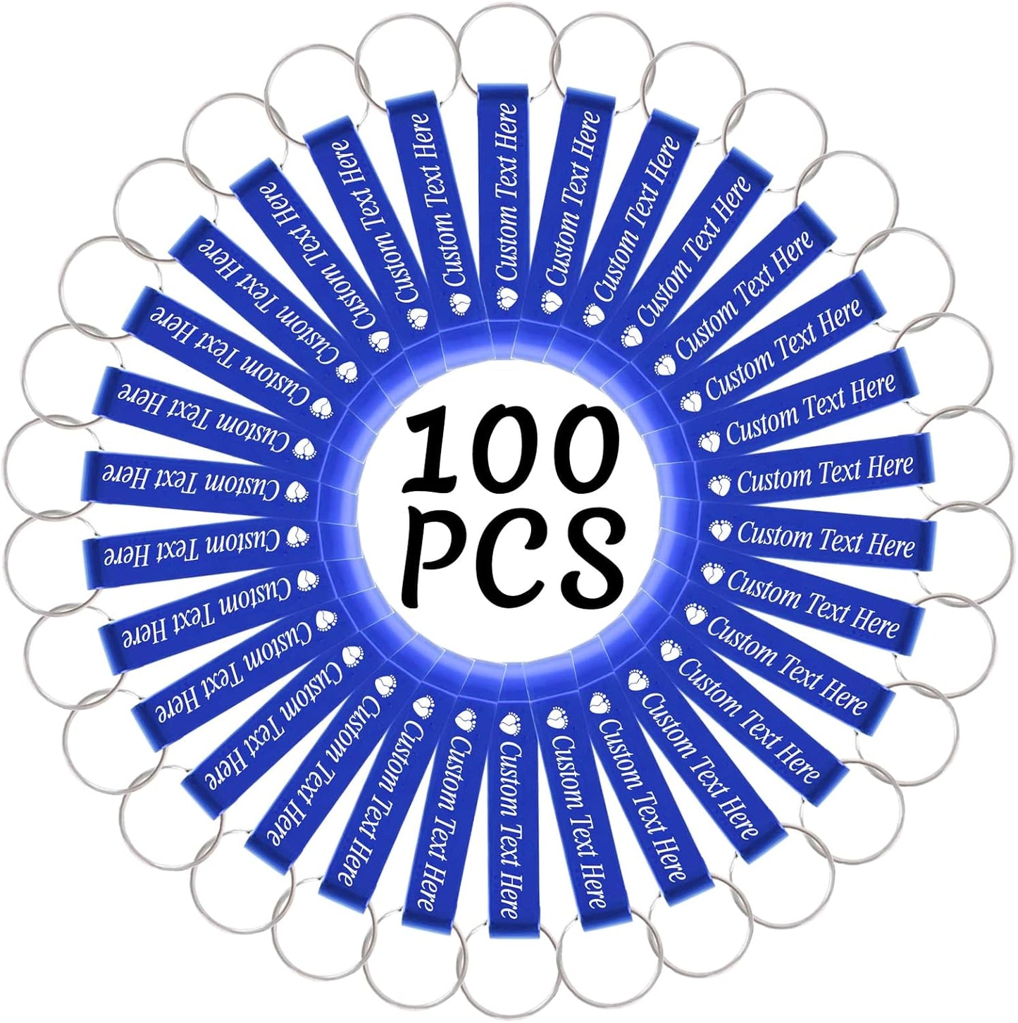 100PCS Personalized Bottle Opener Keychain Bulk Custom Beer Bottle Opener with Logo Text Engraved Wedding Bottle Opener Favors Customized Gifts for Guests Baby Shower Birthday Party-Blue