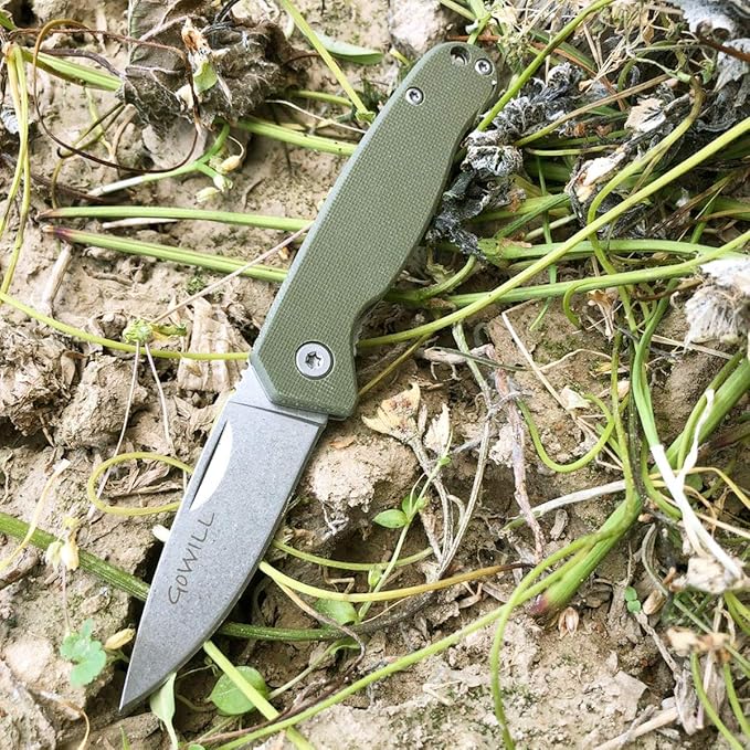 Small Keychain Thin Lightweight Pocket Knife for Kids, Men, Women Everyday Carry, Stainless Steel Blade G10 Handle Mini Pocket Folding Knife for Camping, Hunting, Survival, Outdoors (Green-B) …