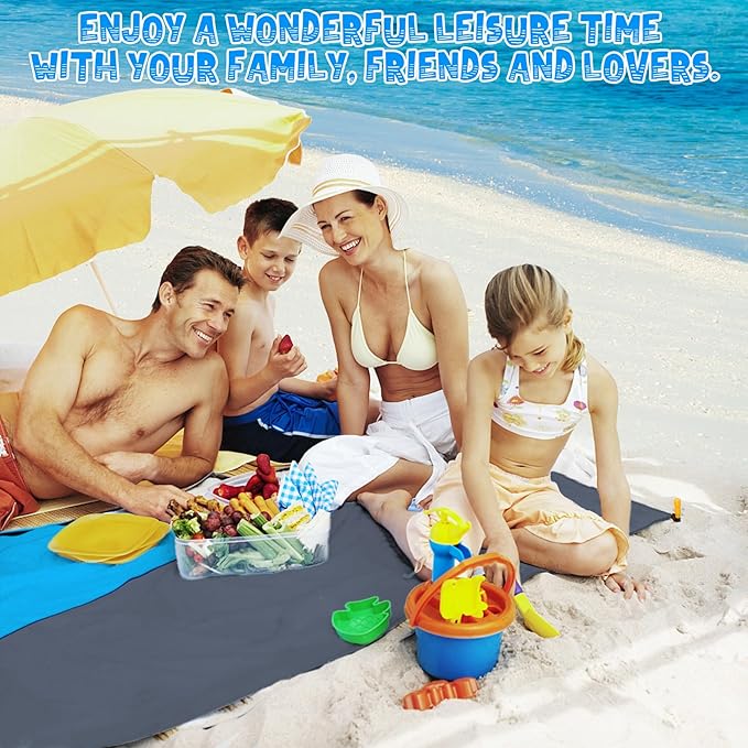 Beach Blanket Waterproof Sandproof 1-8 Adult Oversized 9'×10' Lightweight Durable Compact Sand Free Beach Mat for Travel Camping Hiking Picnic Blanket