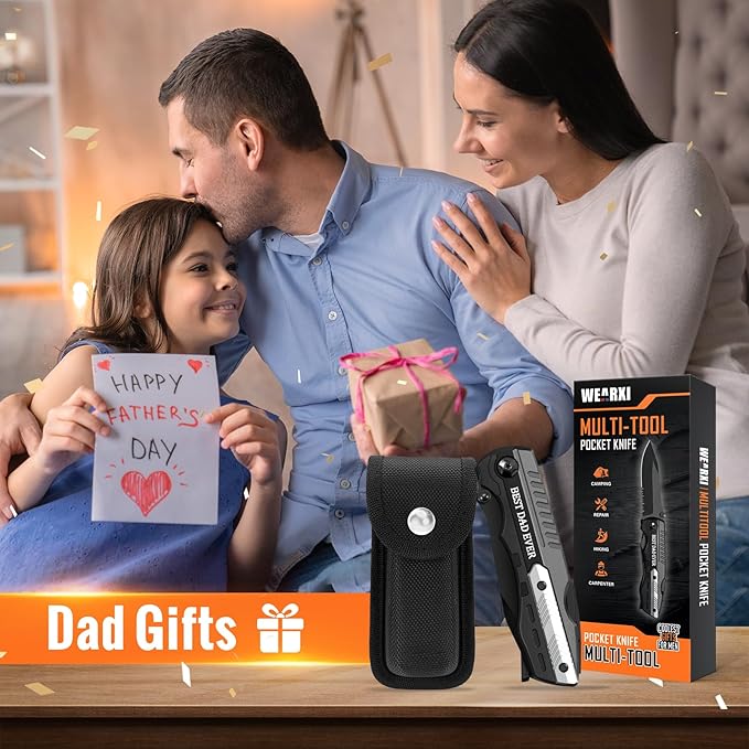 WEARXI Gifts for Dad, Stocking Stuffers Gifts for Men, Multitool Pocket Knife Dad Gifts, Gifts for Men Who Have Everything, Birthday Gifts for Men, Mens Gifts for Christmas (Dad Gifts Special Version)