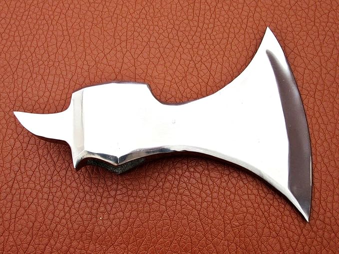 White SPIKER Battle Custom Hand Made HIGH Carbon Steel Tomahawk Viking Axe Head with Leather Sheath